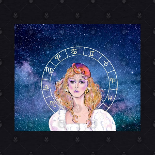 Beautiful cancer sign horoscope zodiac girl by PG Illustration